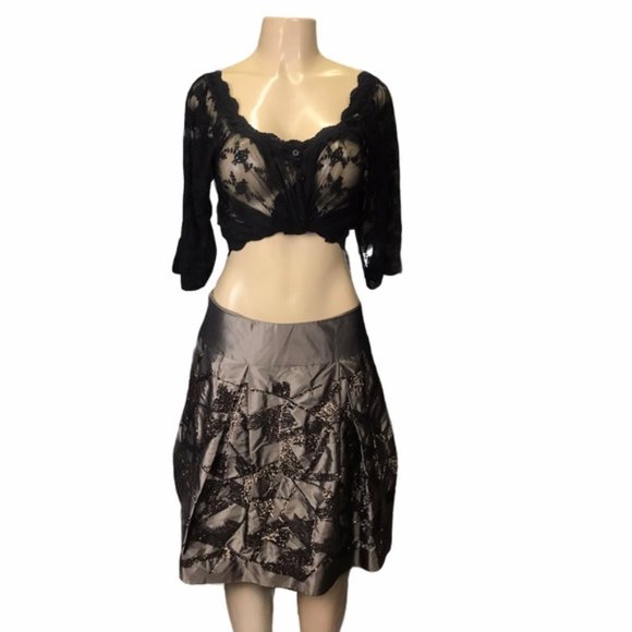 Womans per se Sage Silk Pleated skirt with Sequins - Picture 1 of 7